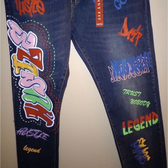 🆕🎨Waimea Printed Skinny Fit Men Jeans - Picture 4 of 6